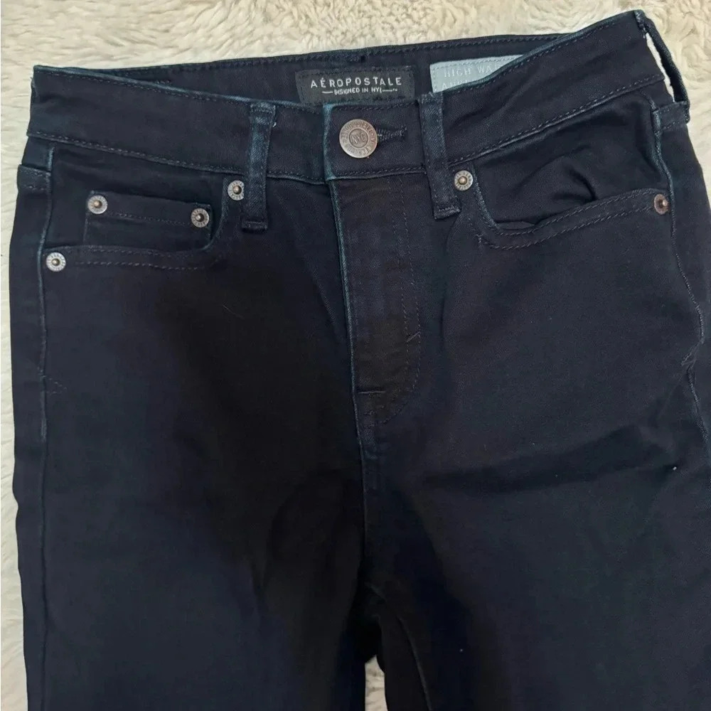 Aeropostale high waisted ankle jeggings dark blue size 0 regular - Picture 3 of 7